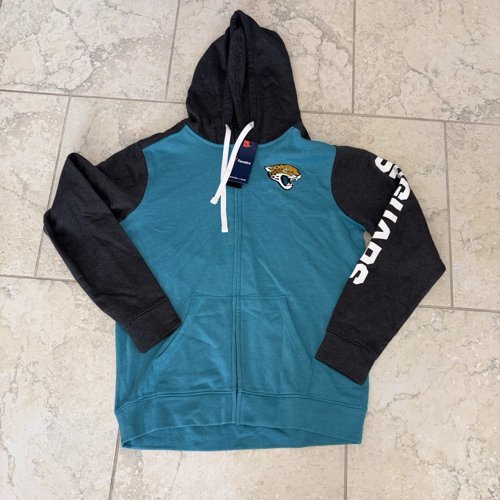 NFL Jacksonville Jaguars Fanatics Hoodie Men's Large Teal Full Zip